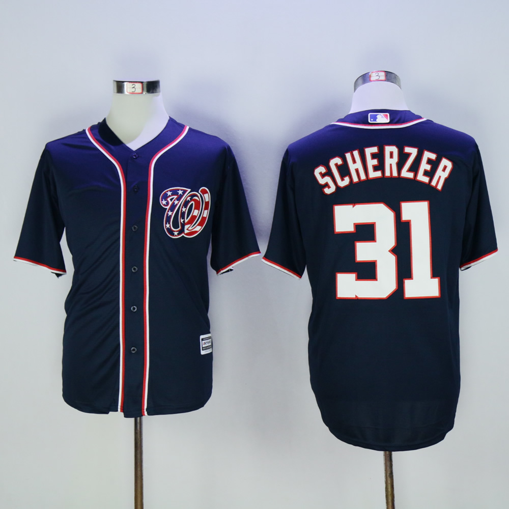 Men Washington Nationals 31 Scherzer Blue MLB Jerseys